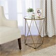 HomePop Triangle Modern Metal Accent Table with Round Mirror Top in Gold