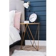 HomePop Triangle Modern Metal Accent Table with Round Mirror Top in Gold