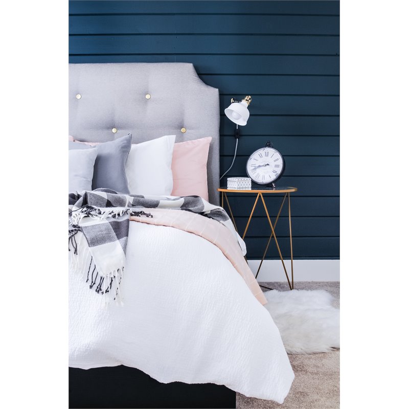 HomePop Triangle Modern Metal Accent Table with Round Mirror Top in Gold