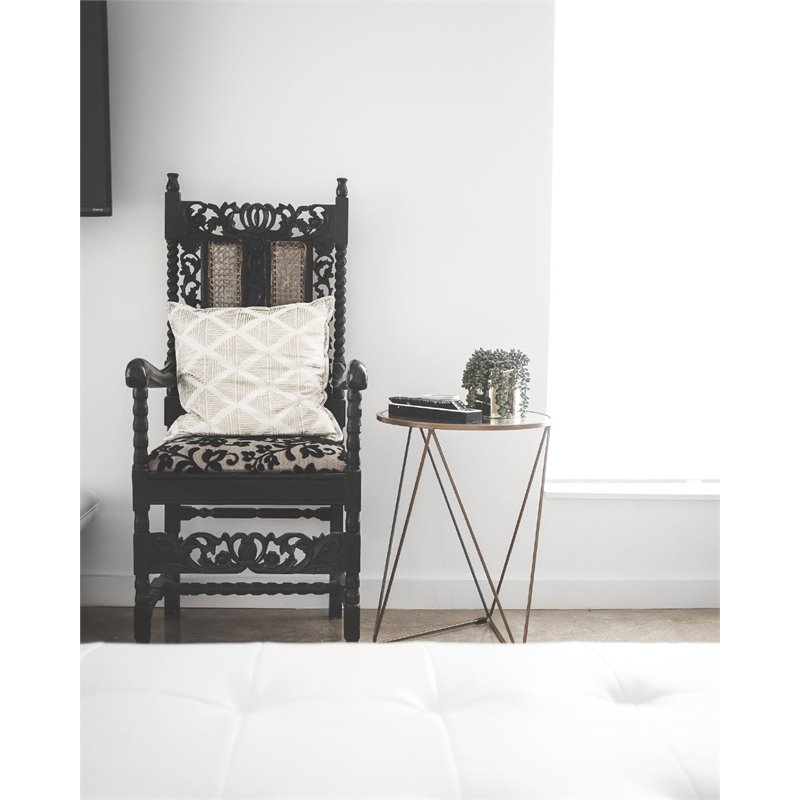 HomePop Triangle Modern Metal Accent Table with Round Mirror Top in Gold