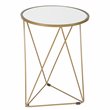 HomePop Triangle Modern Metal Accent Table with Round Mirror Top in Gold