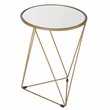 HomePop Triangle Modern Metal Accent Table with Round Mirror Top in Gold