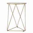 HomePop Triangle Modern Metal Accent Table with Round Mirror Top in Gold