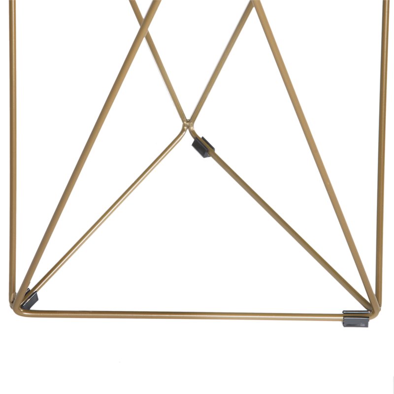 HomePop Triangle Modern Metal Accent Table with Round Mirror Top in Gold
