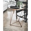 HomePop Triangle Modern Metal Accent Table with Round Mirror Top in Gold