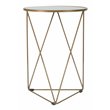 HomePop Triangle Modern Metal Accent Table with Round Mirror Top in Gold