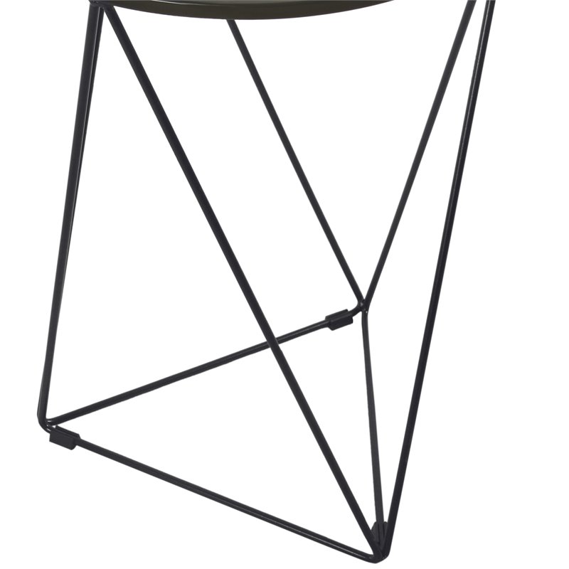 HomePop Triangle Modern Metal Accent Table with Round Mirror Top in Black