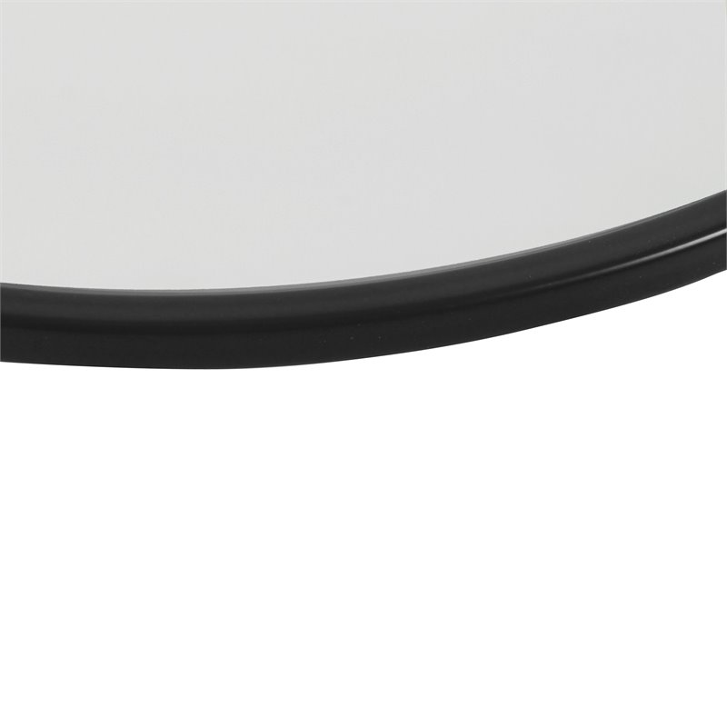 HomePop Triangle Modern Metal Accent Table with Round Mirror Top in Black