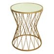 HomePop Modern Metal Accent Table with Round Mirror Top in Gold Finish