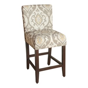HomePop Suri 39.5&quot Traditional Wood and Fabric Counter Height Barstool in Brown