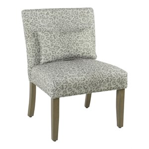 homepop fabric cheetah pattern parker accent chair with pillow in gray