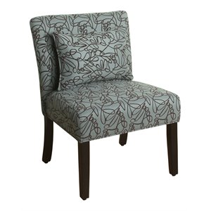 homepop transitional fabric parker accent chair with pillow in blue
