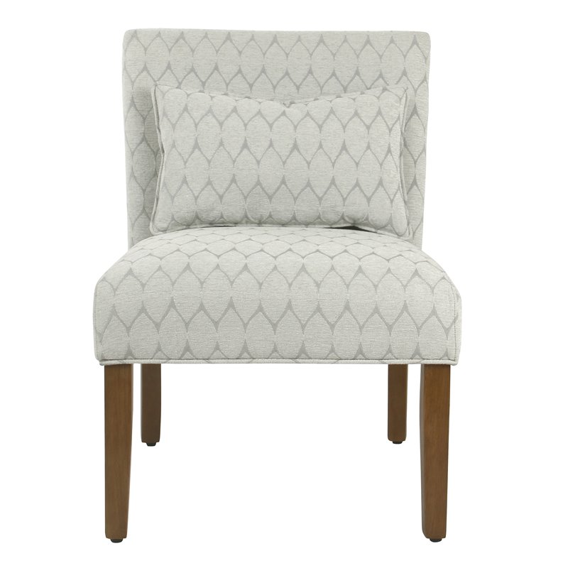 HomePop Transitional Fabric Parker Accent Chair with Pillow in Textured Gray