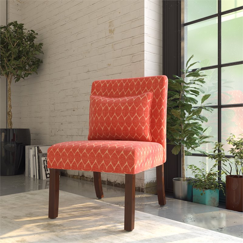 HomePop Transitional Fabric Parker Accent Chair with Pillow in Orange