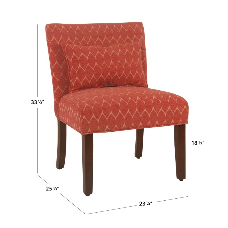 HomePop Transitional Fabric Parker Accent Chair with Pillow in Orange