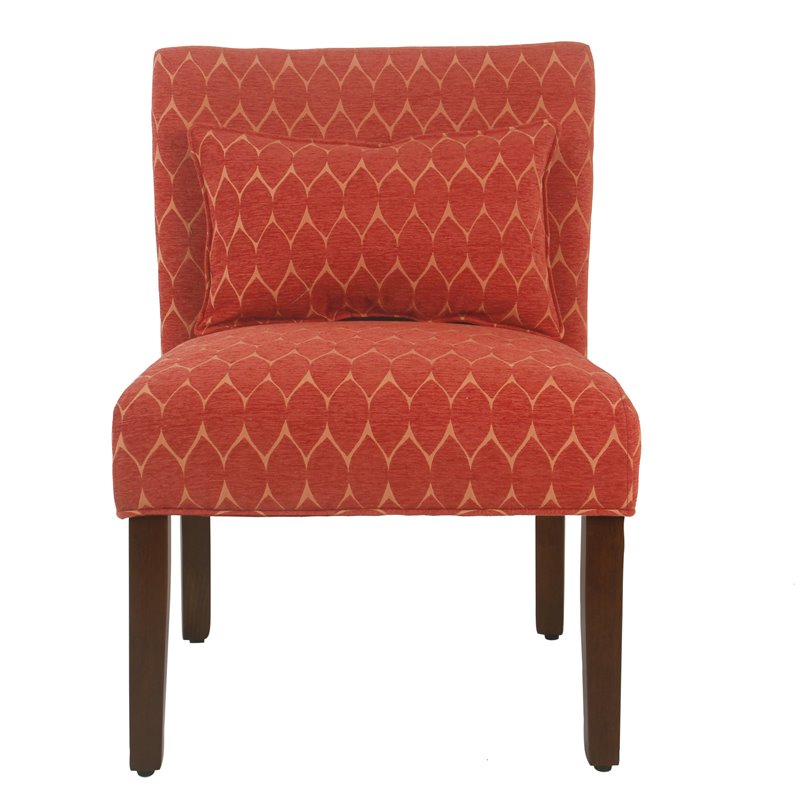 HomePop Transitional Fabric Parker Accent Chair with Pillow in Orange