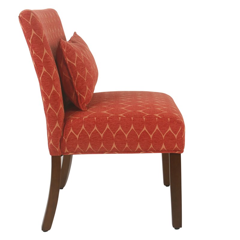 HomePop Transitional Fabric Parker Accent Chair with Pillow in Orange