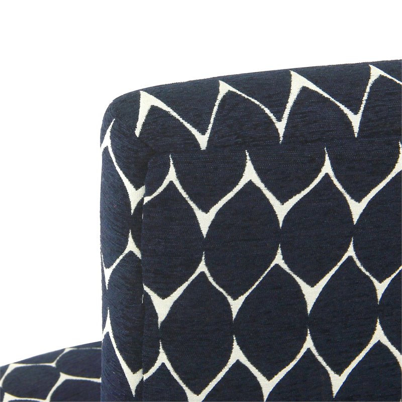 HomePop Transitional Fabric Parker Accent Chair with Pillow in Textured Blue