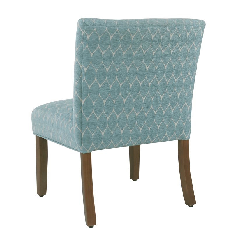HomePop Transitional Fabric Parker Accent Chair with Pillow in Teal Blue
