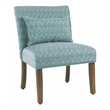 HomePop Transitional Fabric Parker Accent Chair with Pillow in Teal Blue