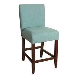 HomePop 39.5&quot Traditional Wood and Fabric Counter Height Barstool in Aqua Blue