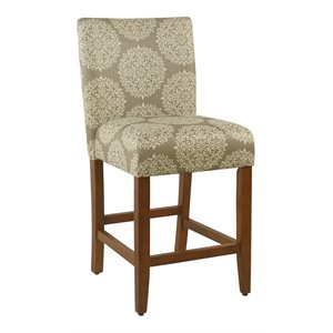 HomePop Braeburn 24&quot Traditional Wood and Fabric Counter Stool in Brown