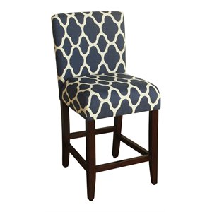 HomePop 39.5&quot Traditional Wood and Fabric Counter Height Barstool in Blue