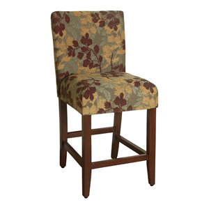 HomePop 39.5&quot Traditional Wood and Fabric Counter Height Barstool in Brown Tan