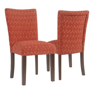 HomePop Traditional Fabric Parsons Chairs in Melon Orange (Set of 2)