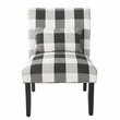 HomePop Transitional Fabric Plaid Pattern Parker Accent Chair w/ Pillow in Black