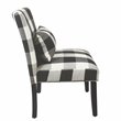 HomePop Transitional Fabric Plaid Pattern Parker Accent Chair w/ Pillow in Black