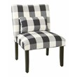 HomePop Transitional Fabric Plaid Pattern Parker Accent Chair w/ Pillow in Black
