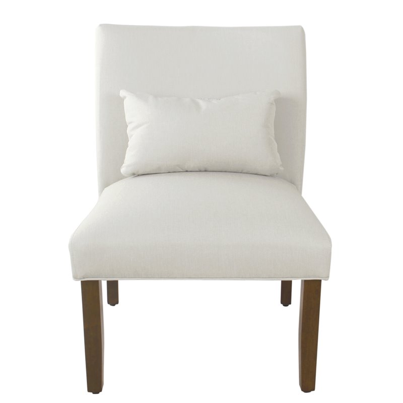 HomePop Transitional Fabric Parker Accent Chair with Pillow in White