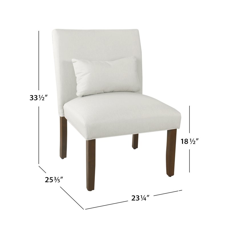HomePop Transitional Fabric Parker Accent Chair with Pillow in White