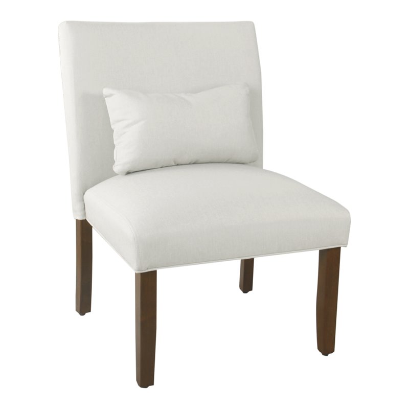 HomePop Transitional Fabric Parker Accent Chair with Pillow in White
