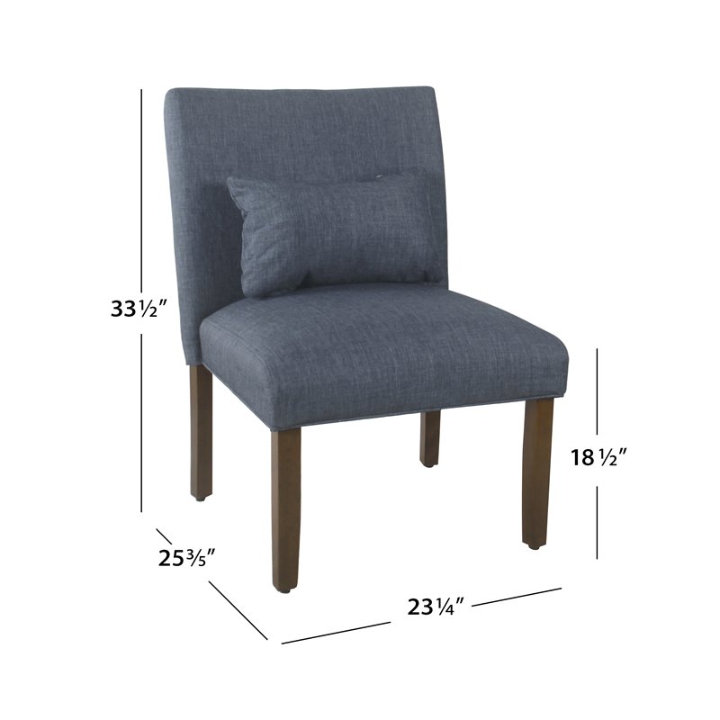 HomePop Transitional Fabric Parker Accent Chair with Pillow in Navy Blue