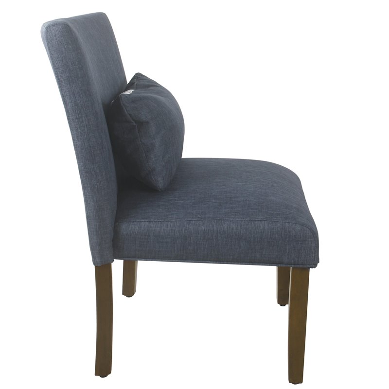 HomePop Transitional Fabric Parker Accent Chair with Pillow in Navy Blue
