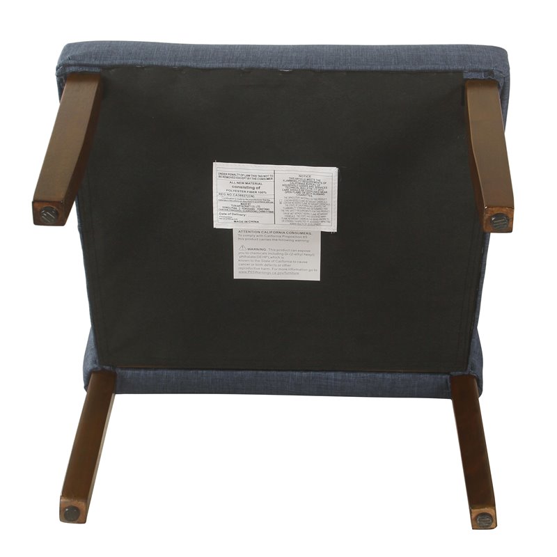 HomePop Transitional Fabric Parker Accent Chair with Pillow in Navy Blue