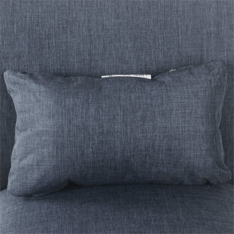 HomePop Transitional Fabric Parker Accent Chair with Pillow in Navy Blue
