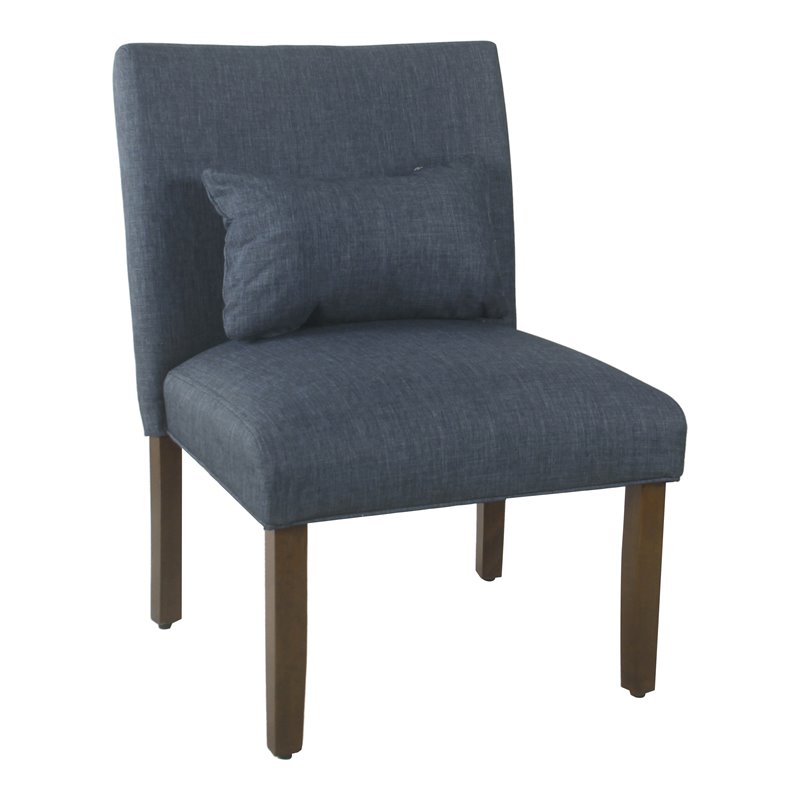 HomePop Transitional Fabric Parker Accent Chair with Pillow in Navy Blue