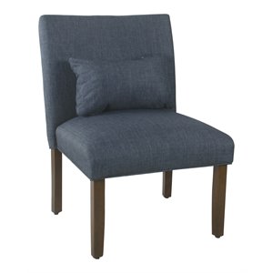 HomePop Transitional Fabric Parker Accent Chair with Pillow in Navy Blue