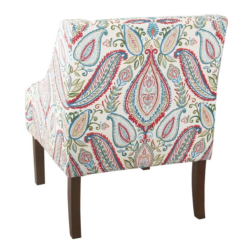 HomePop Traditional Wood and Fabric Swoop Accent Chair in Multi-Color