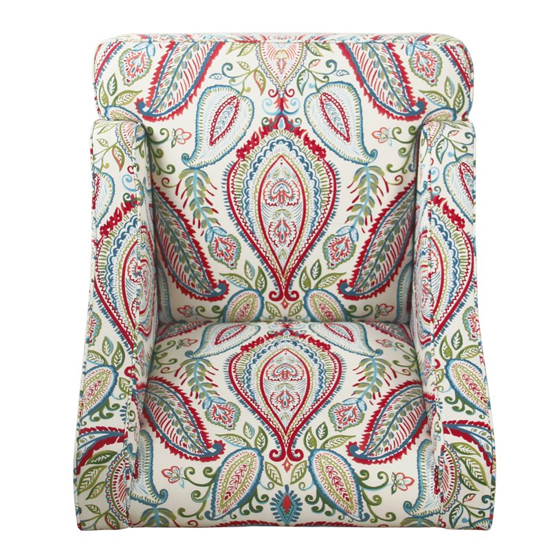 HomePop Traditional Wood and Fabric Swoop Accent Chair in Multi-Color