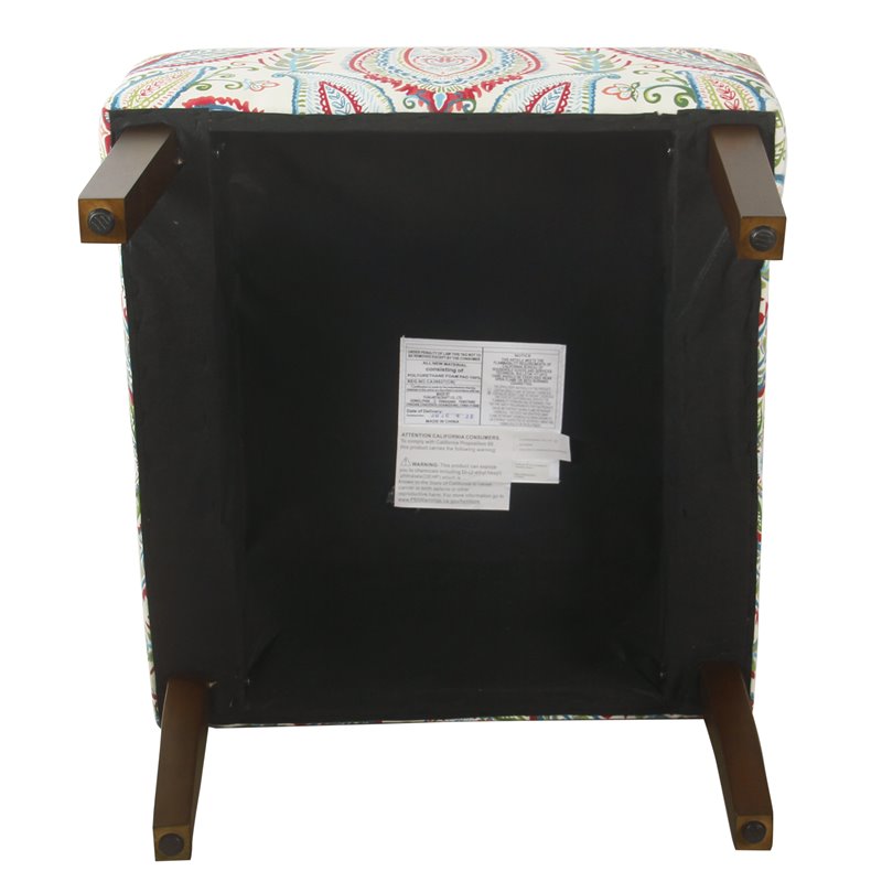 HomePop Traditional Wood and Fabric Swoop Accent Chair in Multi-Color