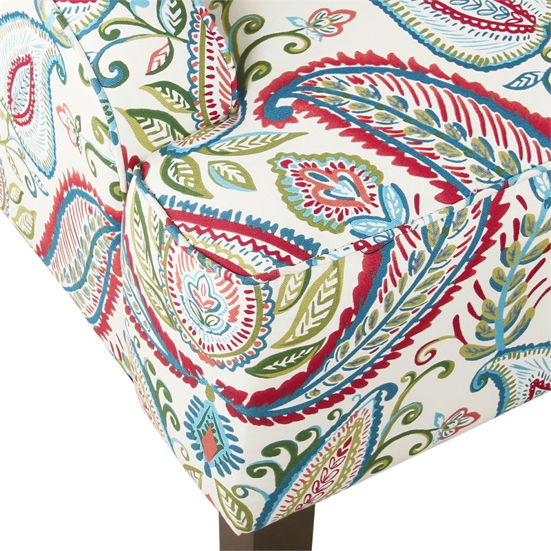 HomePop Traditional Wood and Fabric Swoop Accent Chair in Multi-Color