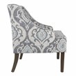 HomePop Traditional Wood and Fabric Swoop Accent Chair in Suri Blue
