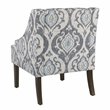 HomePop Traditional Wood and Fabric Swoop Accent Chair in Suri Blue