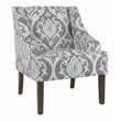 HomePop Traditional Wood and Fabric Swoop Accent Chair in Suri Blue