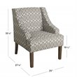 HomePop Finley Traditional Wood and Cotton Swoop Arm Accent Chair in Gray