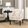 HomePop Suri Traditional Wood and Fabric Swoop Arm Accent Chair in Brown